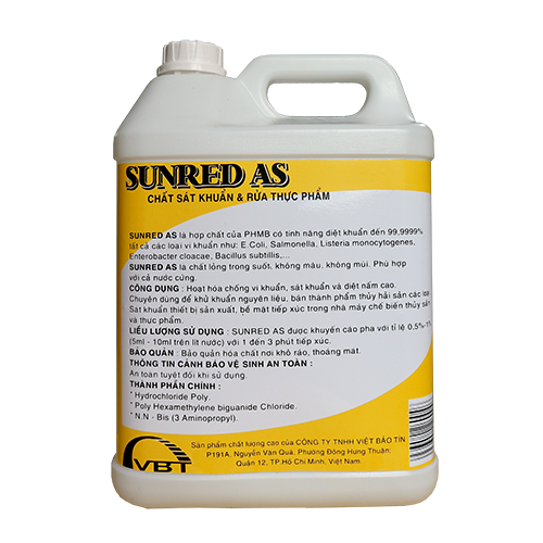 SUNRED AS - Chất sát khuẩn & rửa thực phẩm - Can 5lit